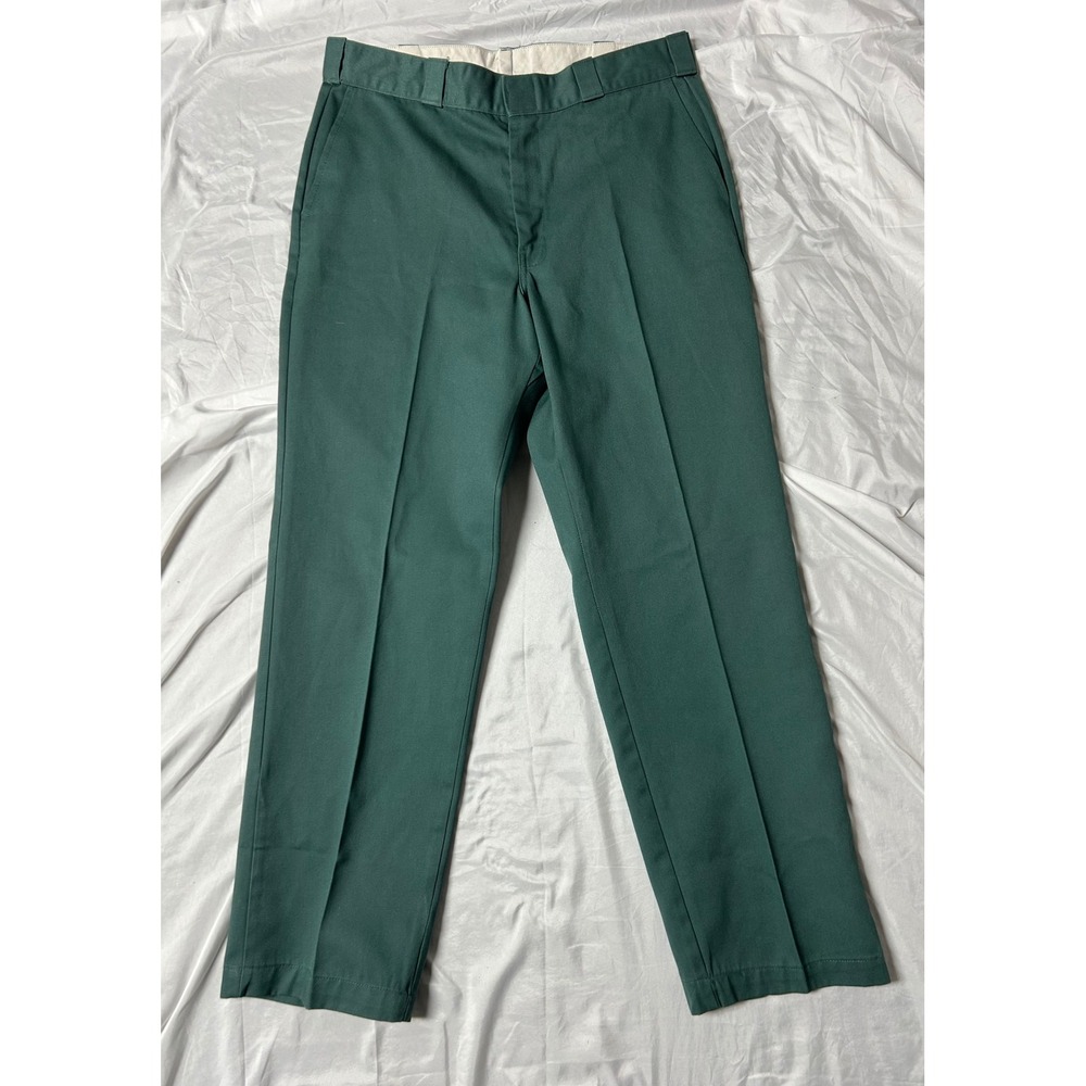 Big Bill Vintage Men's Forest Green Work Pants Straight Leg Twill Trousers 36x32
